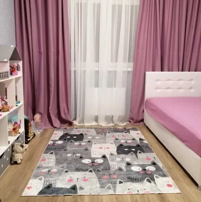 Килим дитячий безворсовий килимок котики ковер антиковзаючий