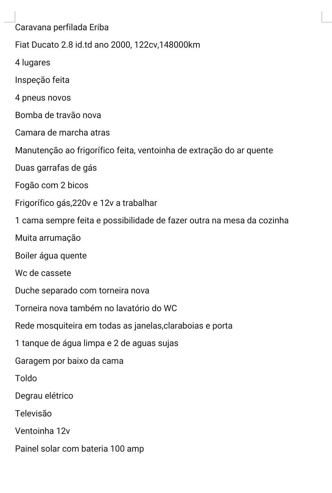 Autocaravana perfilada Fiat Ducato