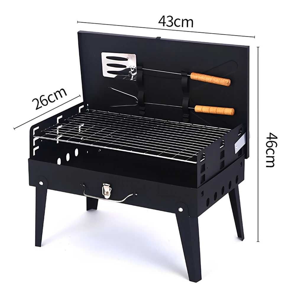 Grill Turystyczny Przenośny SKŁADANY BBQ WALIZKA + AKCESORIA