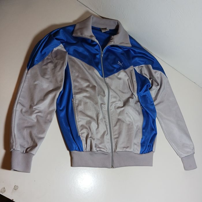 Vintage Puma kurtka bomberka bluza niebiesko szara M