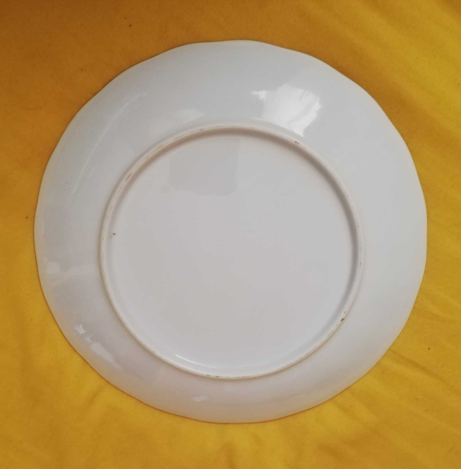PRL duży talerz płytki złocenia róże porcelana Wałbrzych 24,5cm