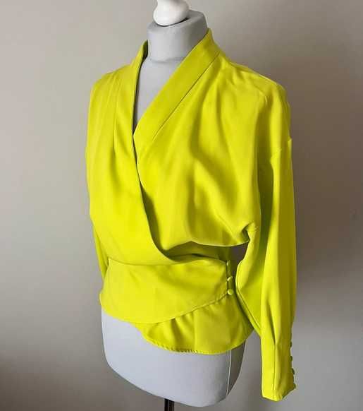 Limonkowa bluzka z długim rękawem. Zara. Rozmiar S. Nowa