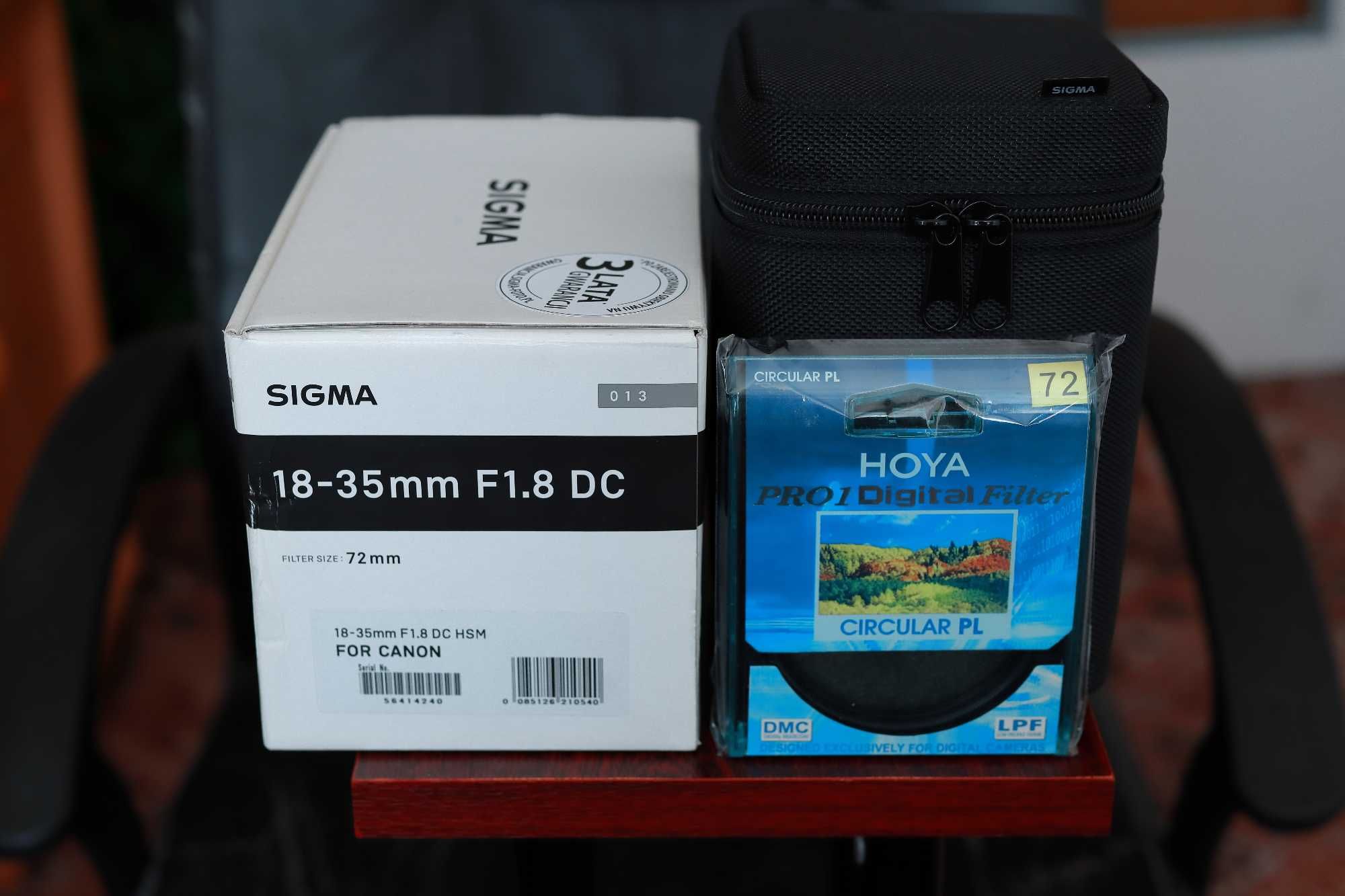 Sigma A 18-35 mm f/1.8 DC HSM dla Canon + filtr cpl Hoya PRO1 Digital
