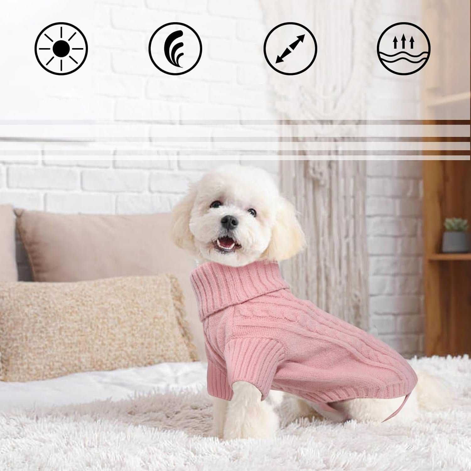 Sweterek dla psa, różowy, rozmiar XL