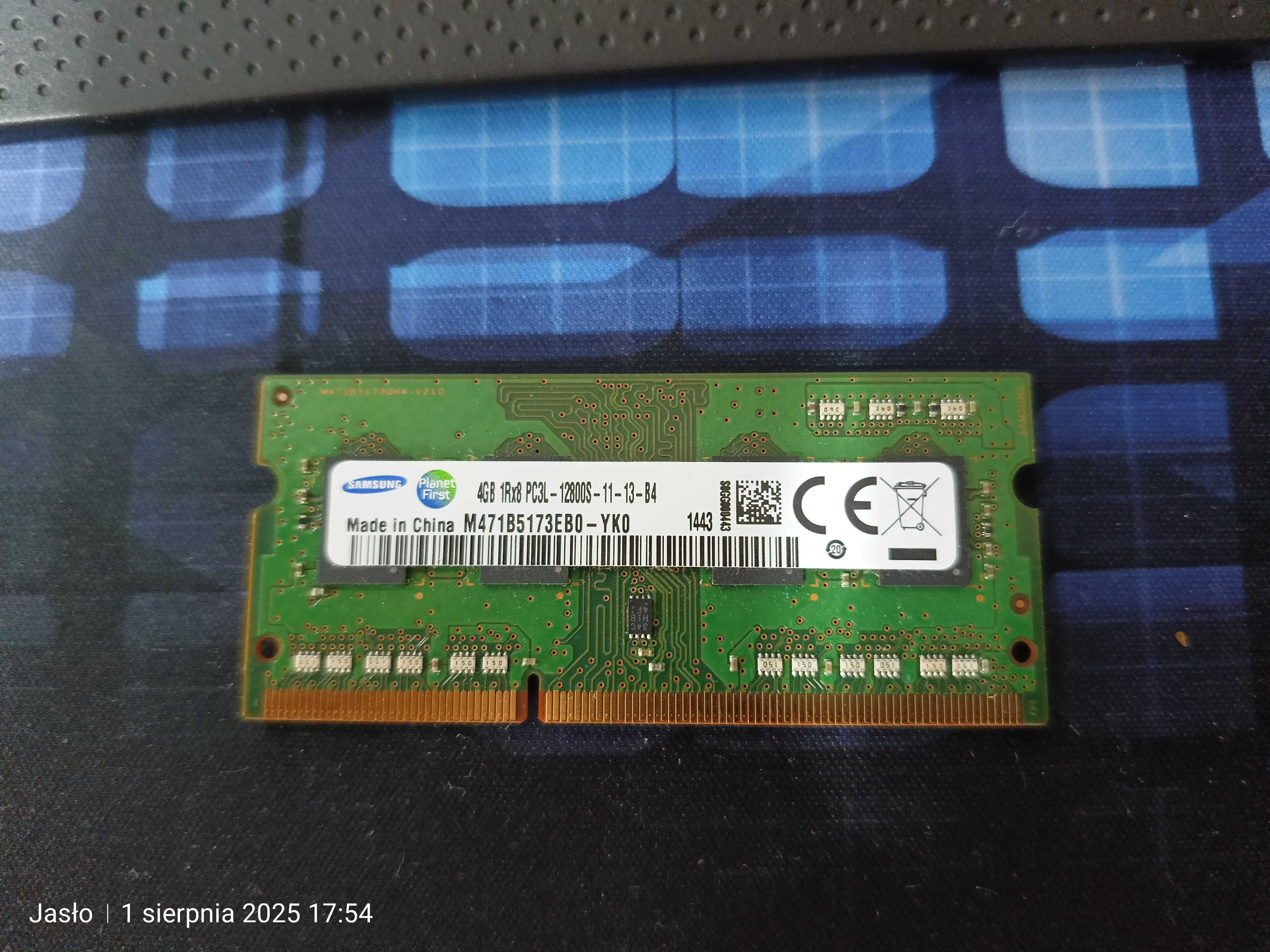 Pamięć Samsung DDR3 SODIMM 4GB PC3L-12800S 1,35V do laptopa
