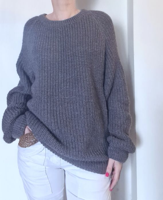 Sweter oversize XXL szary grafit