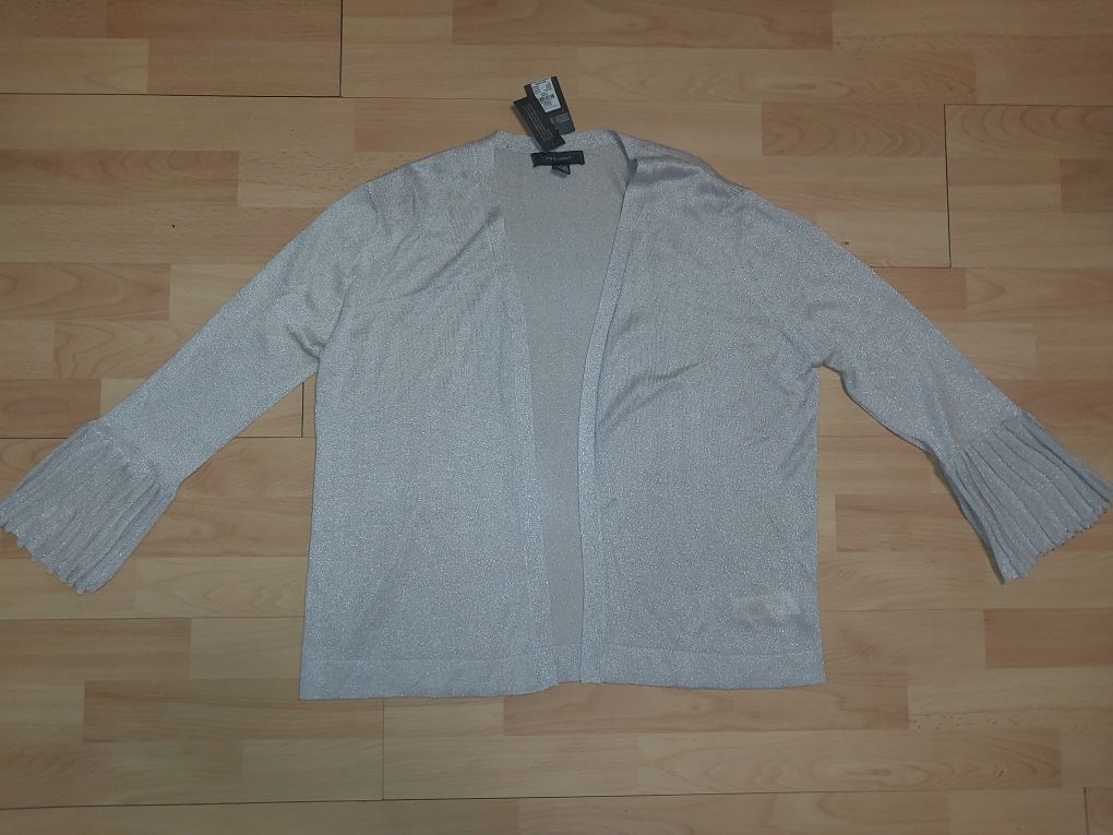 Nowa elegancka narzutka srebrna 42 44 46  bolerko  sweterek zakiet