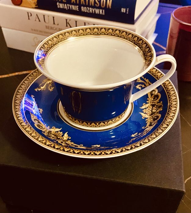 Filizanka porcelanowa z podstawką Versace Medusa Blue