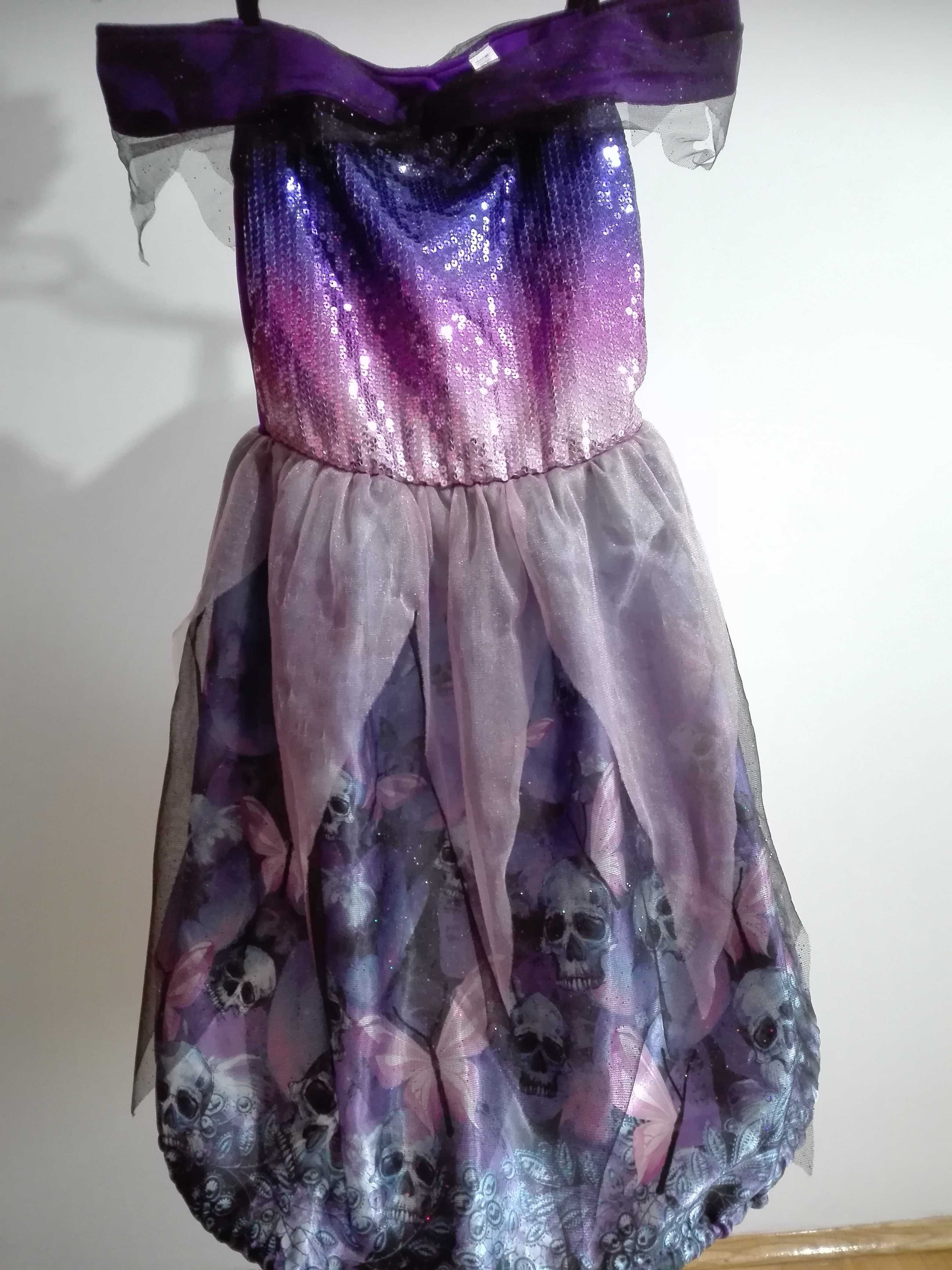Fioletowa sukienka Halloween z kołem na dole, F&F, 11-12 lat, r.152 cm