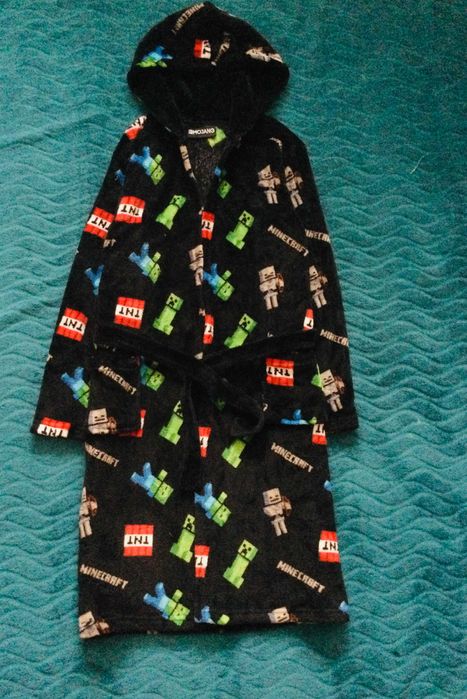 13-14 рок. Primark махровий , флісовий халат Minecraft і Мілітарі.