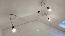 Lampa pająk 250 cm, kabel w prążki, opleciony materiałem.