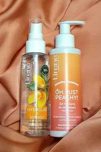 Zestaw nowych kosmetyków Lirene żel micelarny peachy Hydrolat mango