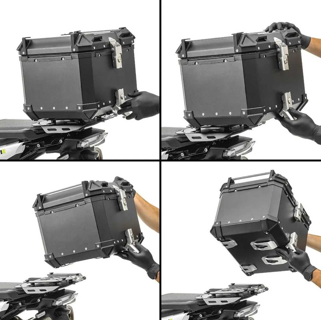 ALUMINIOWY kufer motocyklowy centralny CZARNY 45L / 55L / 65L+ PŁYTA