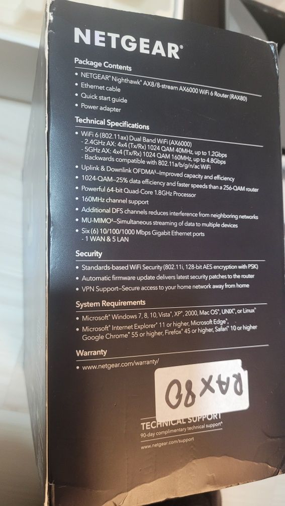 Router Netgear Nighthawk RAX80 AX8 AX6000 6Gb/s, 8 strumini, 2x USB,