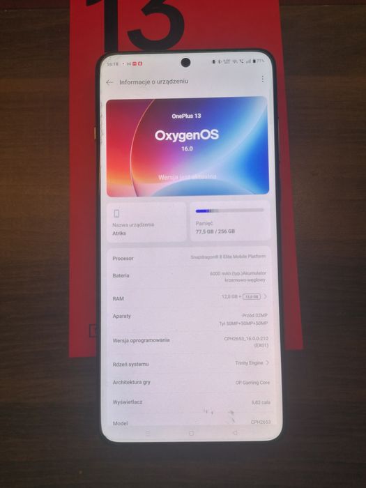 Oneplus 13.  12/256 Black prawie nowy