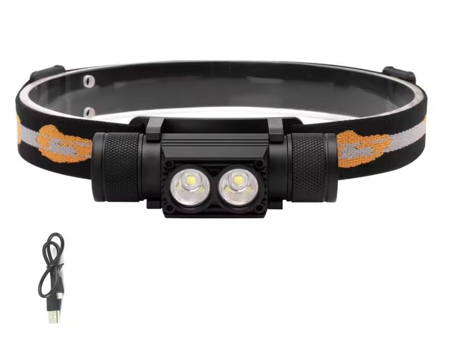 Фонарь налобный Boruit Rj-025 сменные 18650 usb type-c