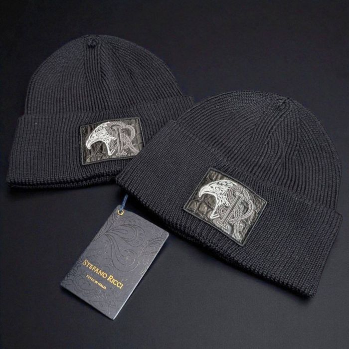 Шапка Stefano Ricci чорна чоловіча шапка стефано річчі чорна чоловіча
