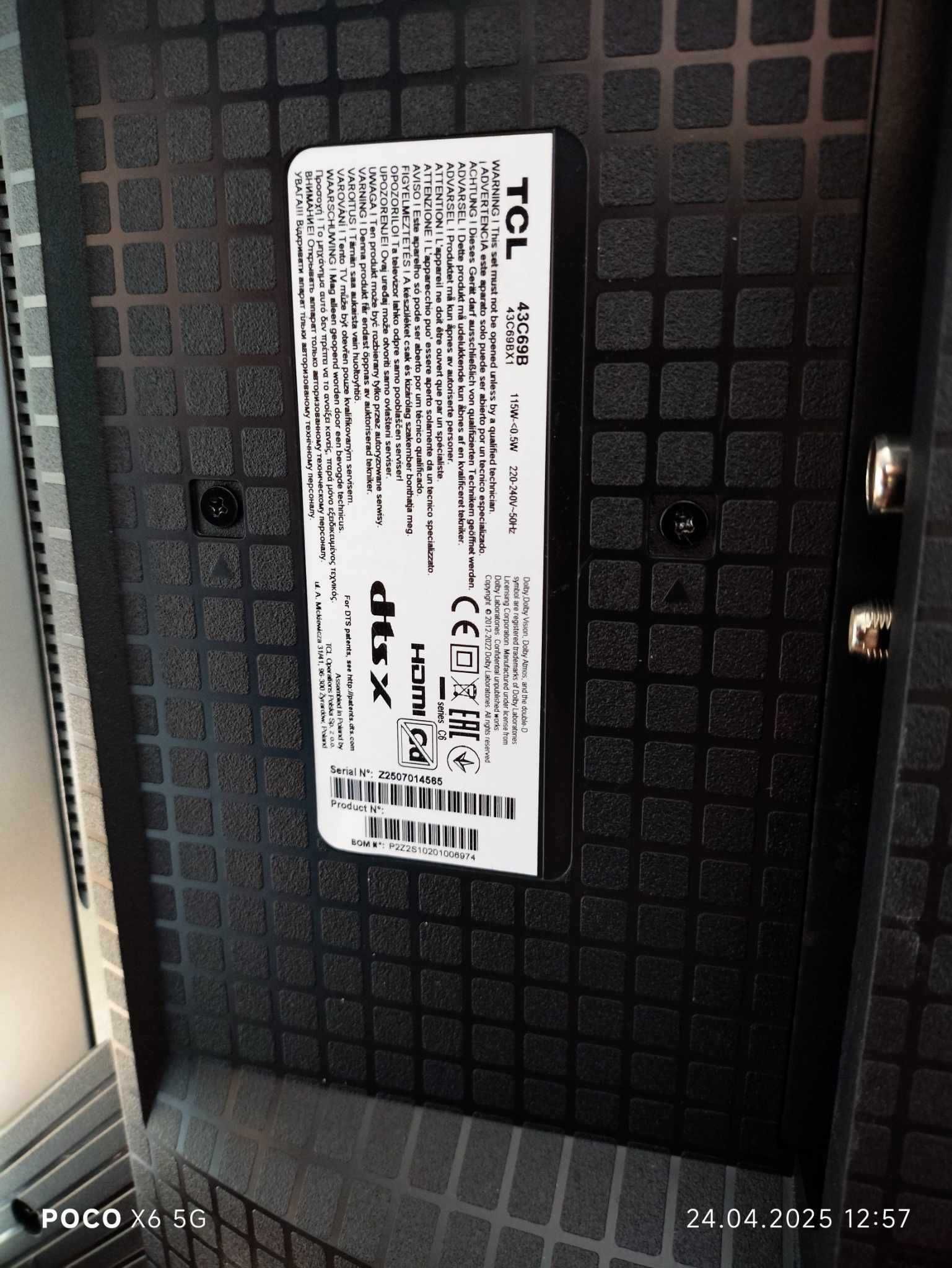 Tygodniowy latający 43 calowy TCL smart tv