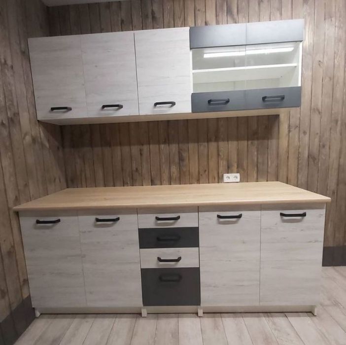 Кухня в наличии Серая современная 2 метра КОМПЛЕКТ со склада