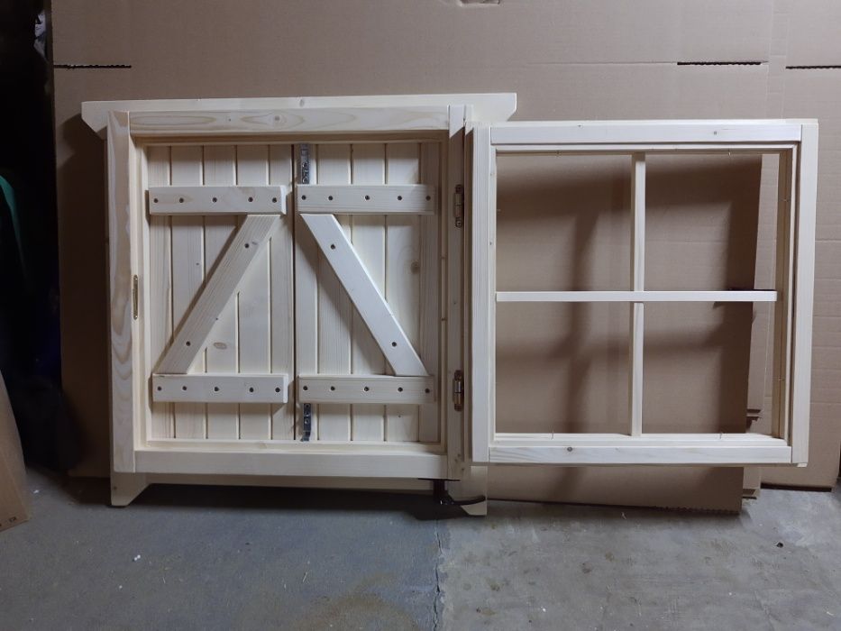 Okno drewniane 70/70 z okiennica #producent#okienko