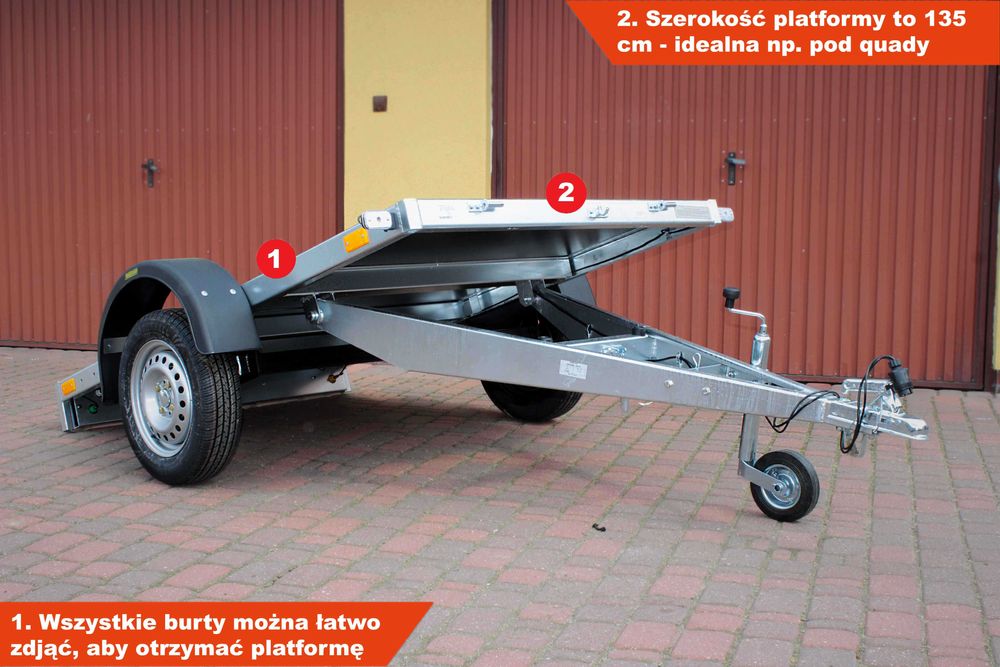 SPAWANA przyczepka 236x129x45 Neptun 236 PRR na resorach MOCNA!