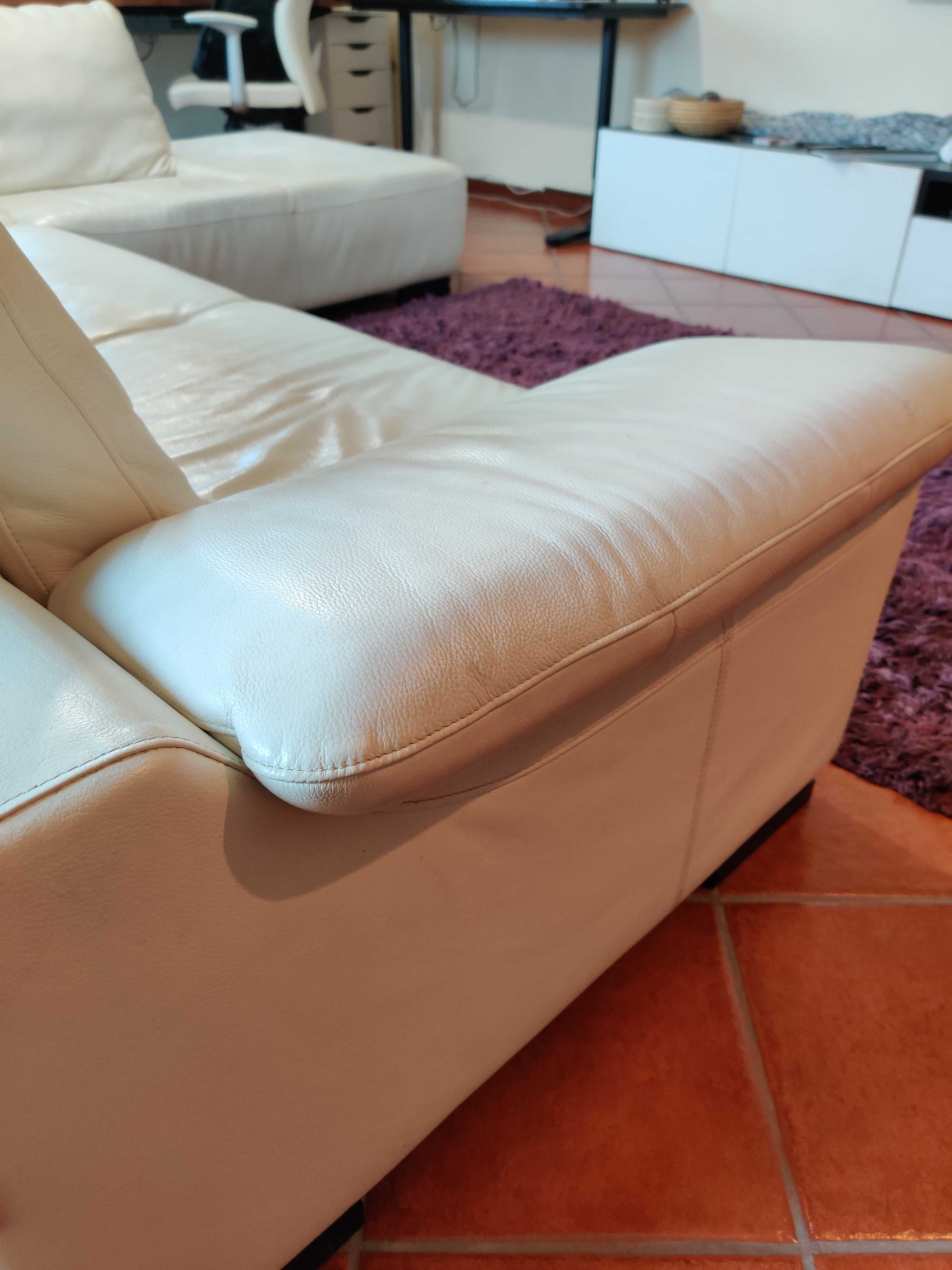 Sofá branco em pele + chaise longue - Aquinos