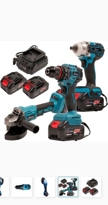 Zestaw szlifierka aku z reg i wkrętarka aku 48v 2xaku
