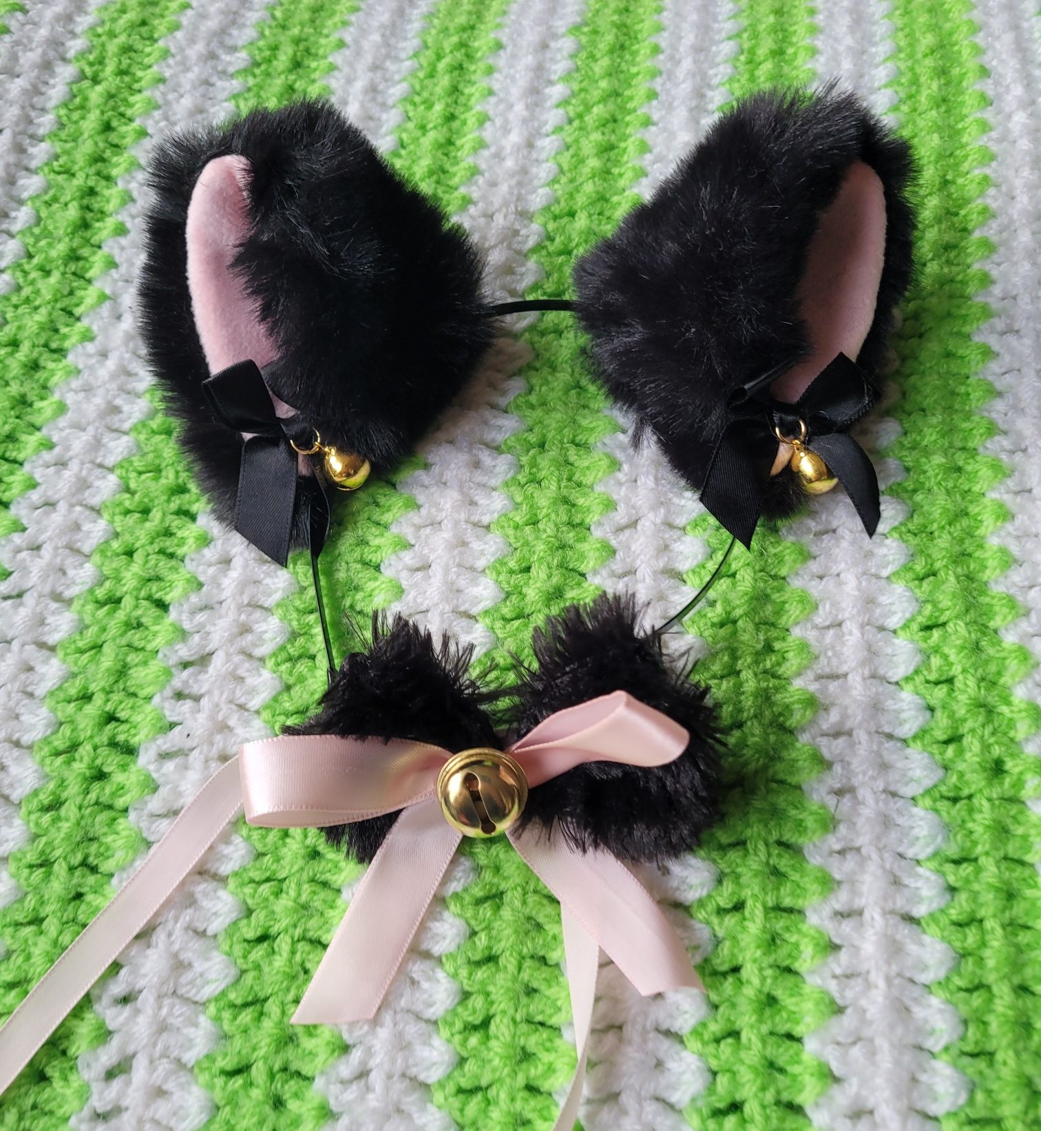 Opaska z uszami kota choker z kokardą