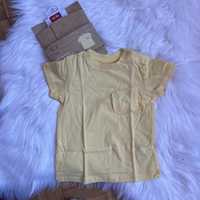 Nowa Bluzka z krótkim rękawem żółta 74-80 z falbanką t-shirt zolty