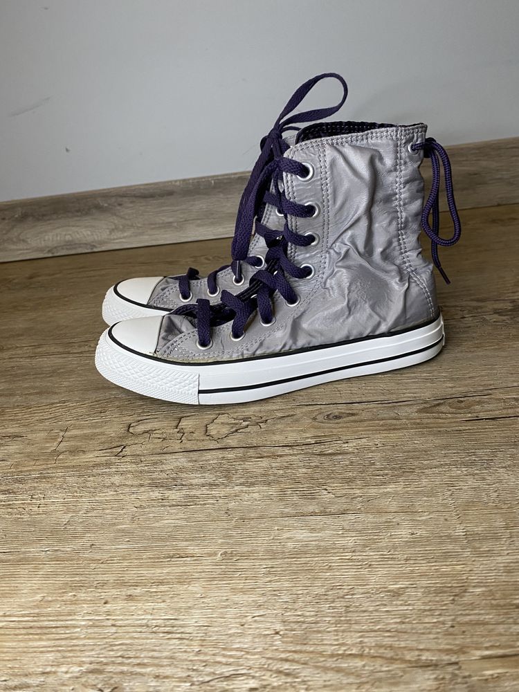 Szare/fioletowe buty Trampki za kostkę Converse All Star rozmiar 37