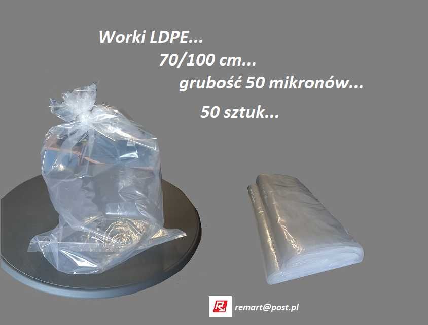 worki polietylenowe LD folia 70/100 cm 50 mikronów 50 sztuk