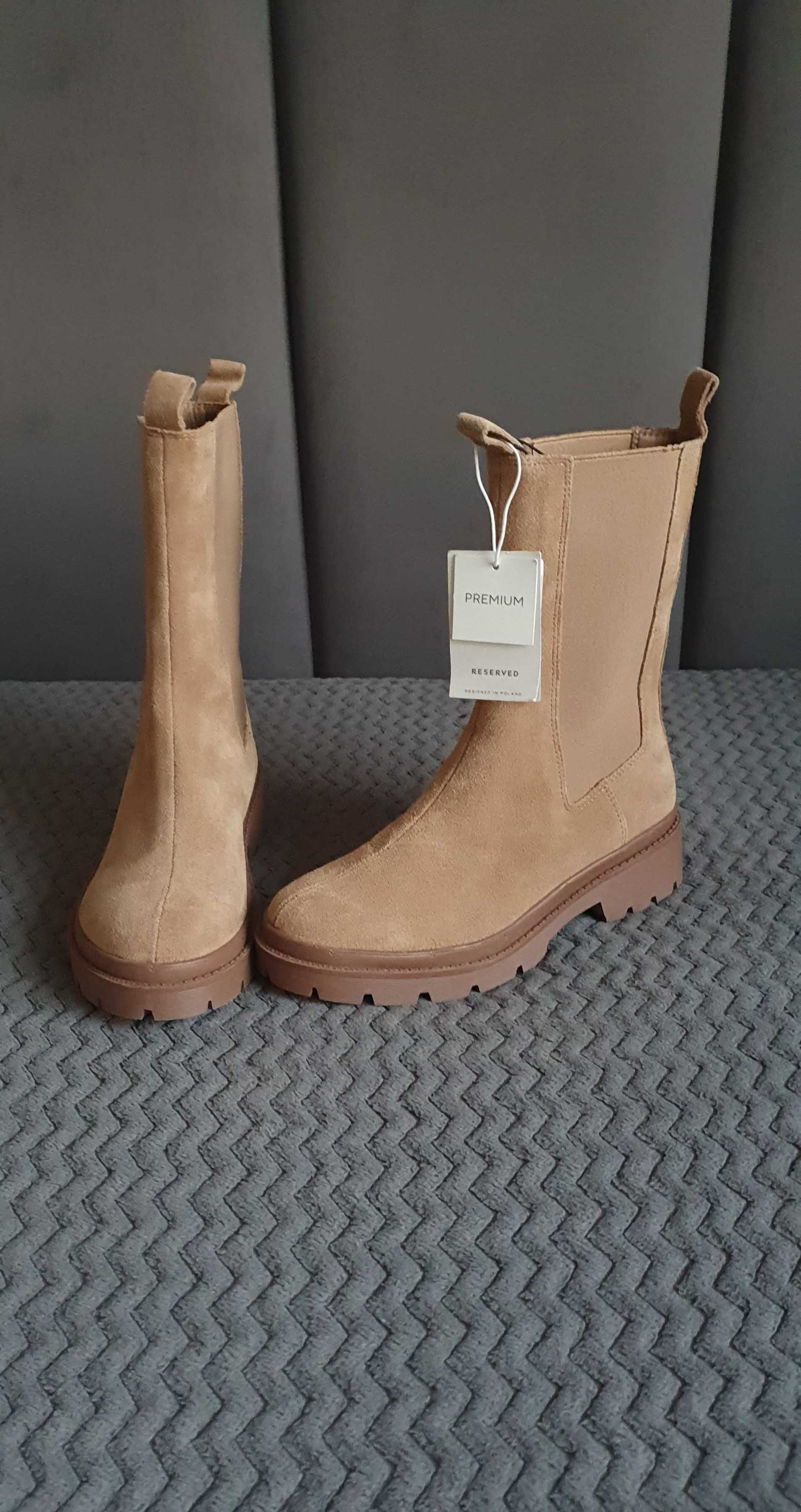 Nowe botki skórzane Reserved Premium r.36