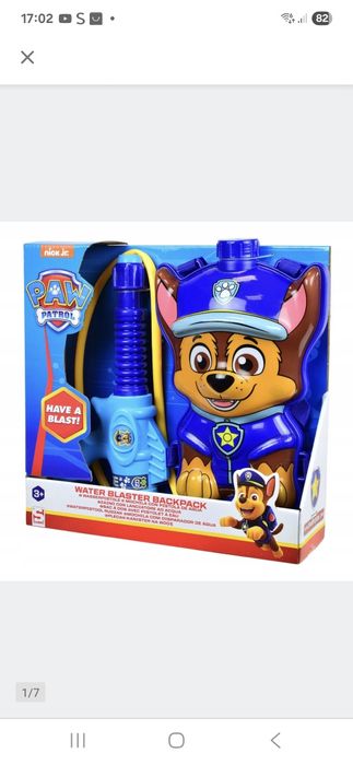 Plecak na wodę Chase  Pistolet z psikawką i pompka Miotacz psi Patrol