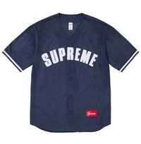 Supreme Ultrasuede Mesh Baseball Jersey XL - Azul e Cinza