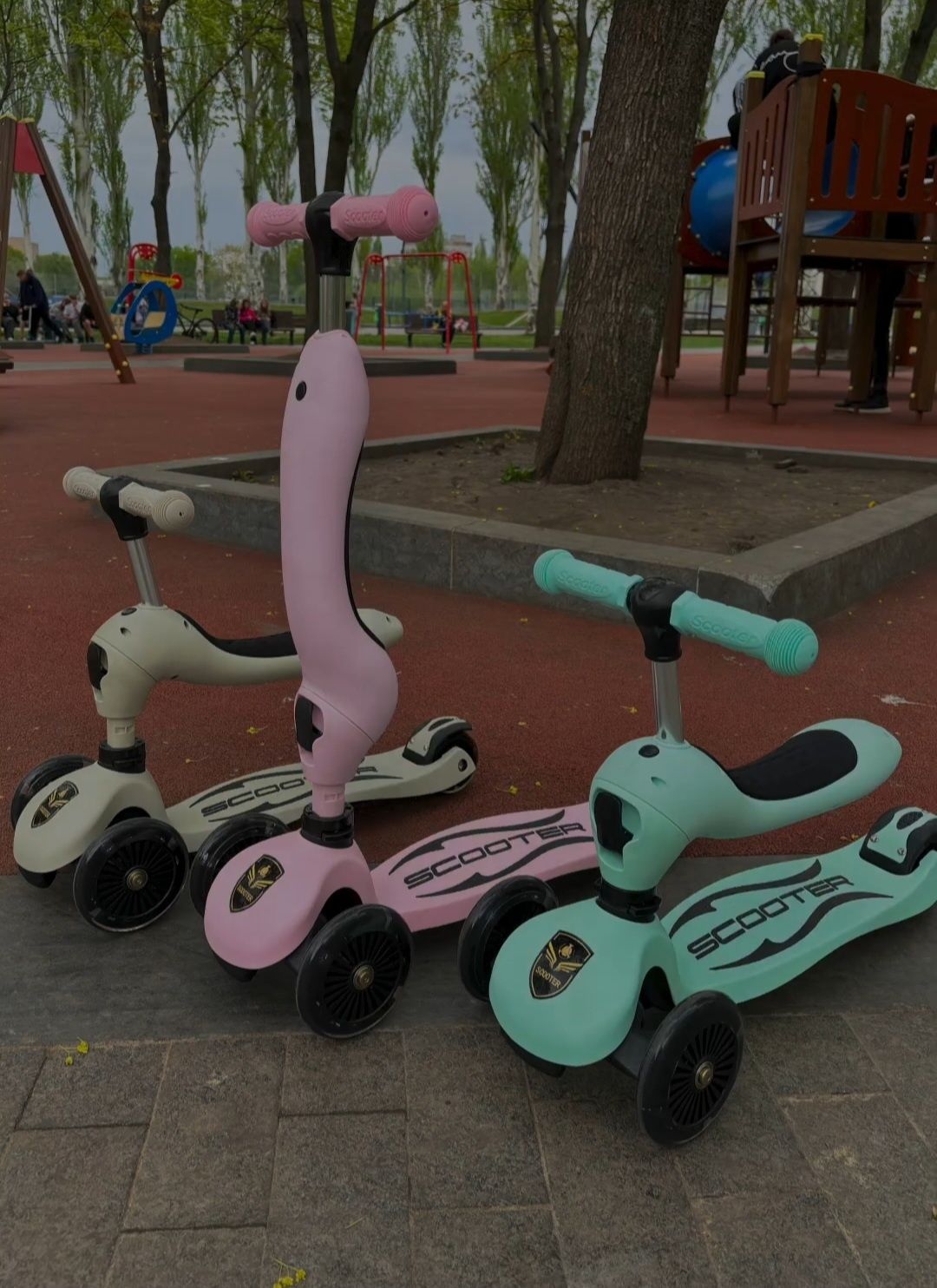 Дитячий складаний самокат-біговел Scooter 2в1 сяючі колеса