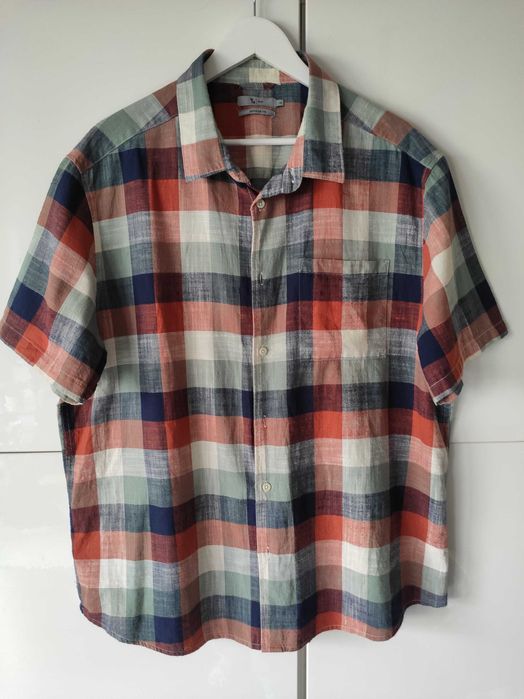 Koszula męska w kratę z krótkim rękawem 100% bawełna rozmiar XL/2XL