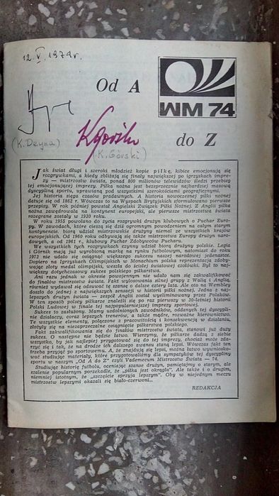 Autografy Kazimierz Deyna i Kazimierz Górski