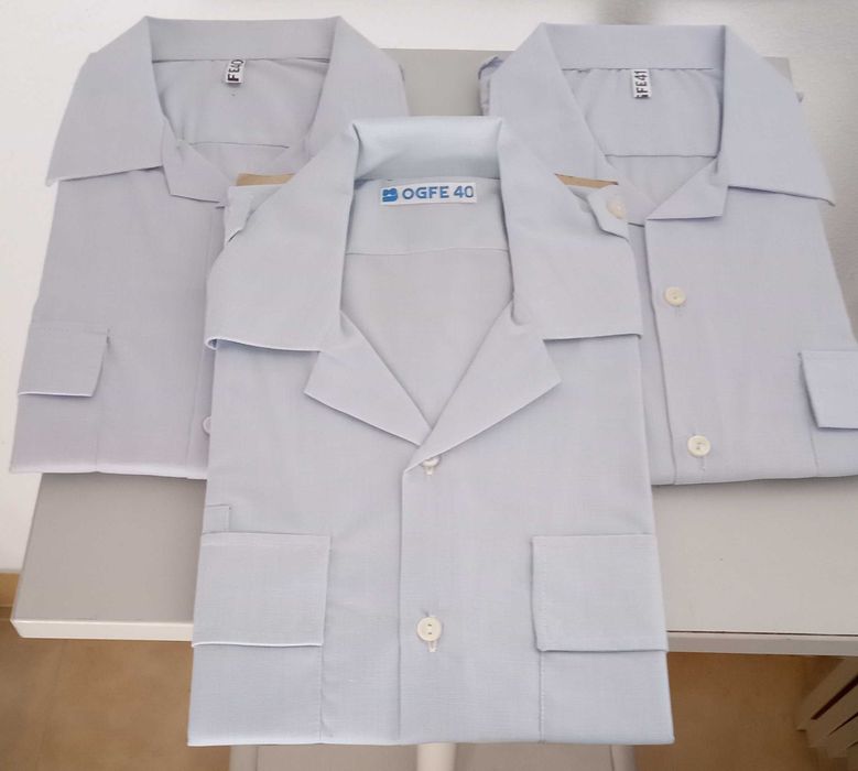 Camisas manga curta, azul, modelo militar, nº 40 , por 5€