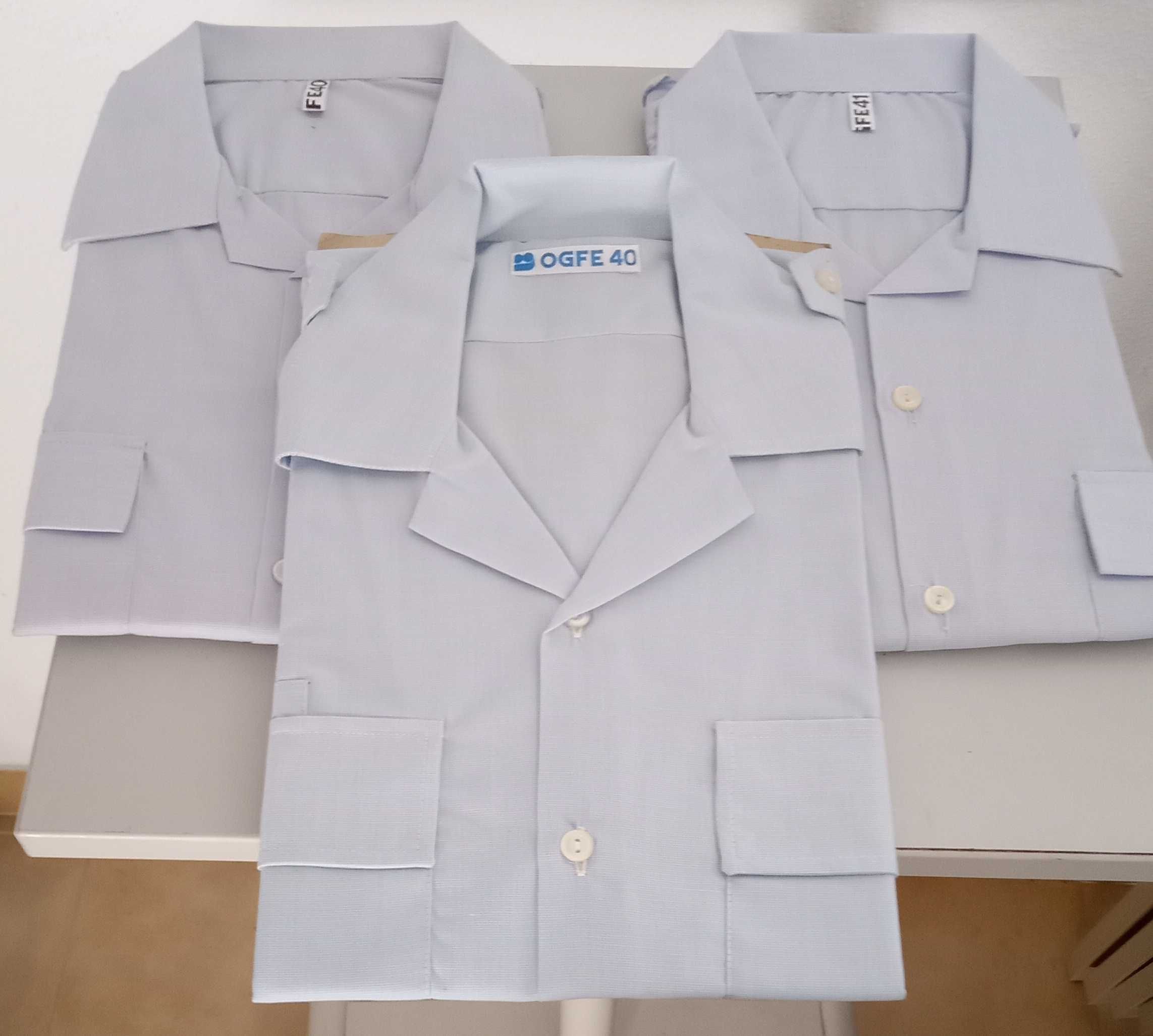 Camisas manga curta, azul, modelo militar, nº 40 e 41, por 5€