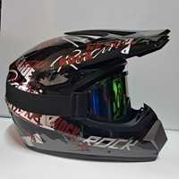 Мото шлем Racing Rock с очками и перчатками в комплекте