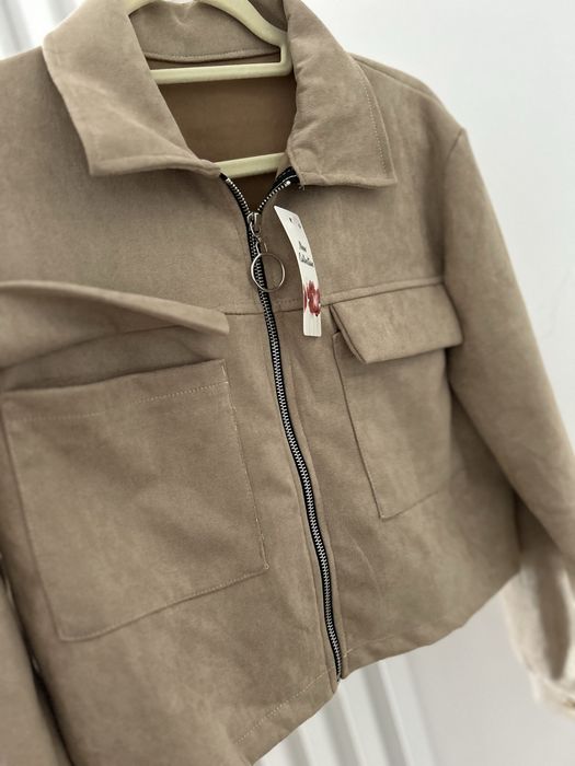 Kurtka damska zamszowa beżowa koszulowa nowa butik