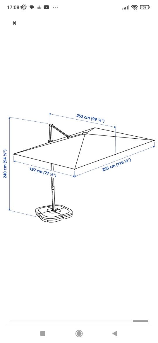 Svalon IKEA Parasol ogrodowy szarobeżowy