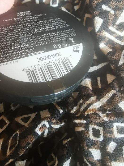 Eveline Wonder Match Matt Pressed Powder puder prasowany 02 SPF30 nowy
