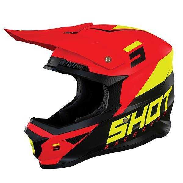 Kask off road cross/ATV SHOT Furious Chase Red Neon Yellow