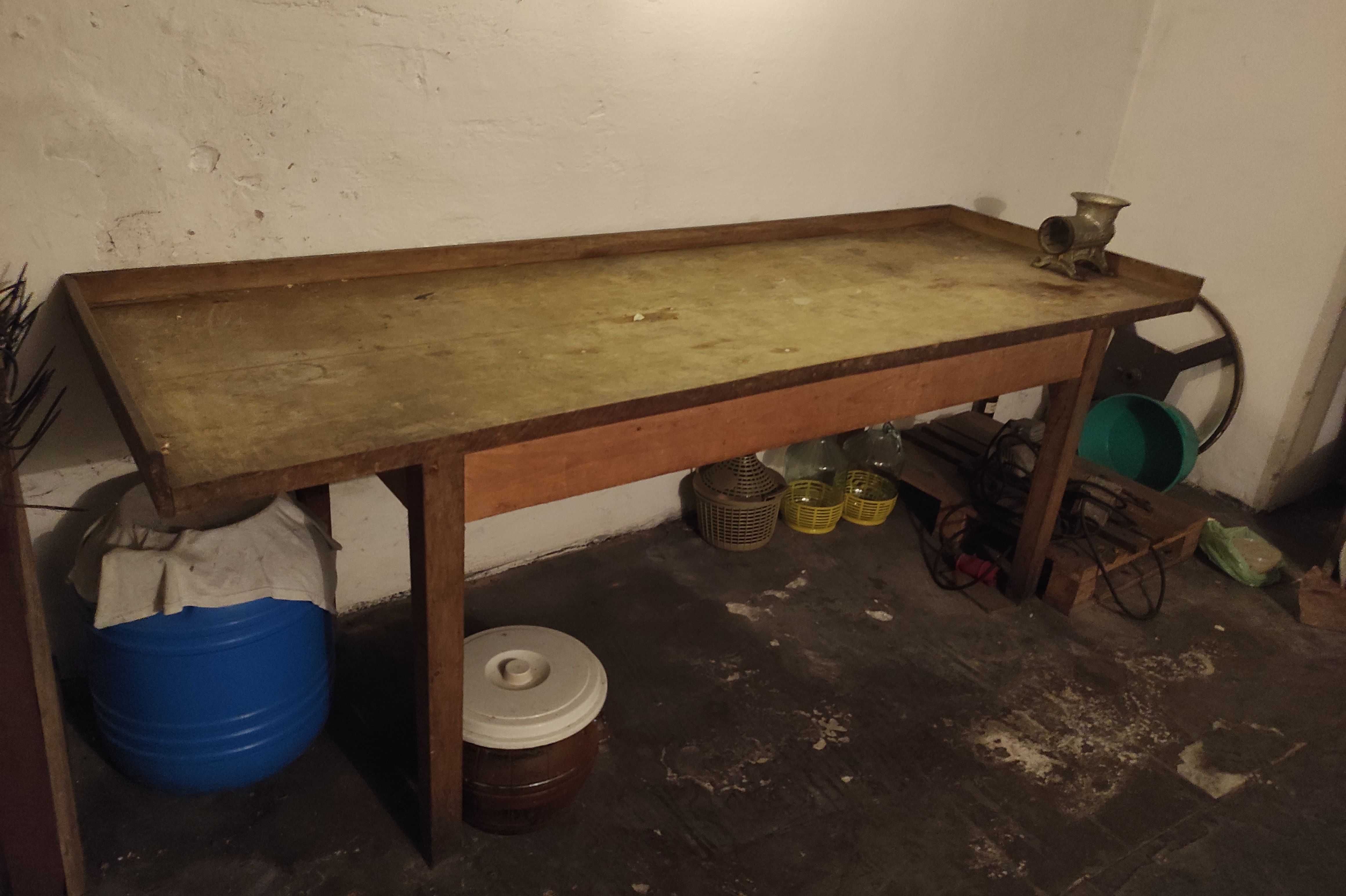Stół masarski, rzeźniczy, wędliniarski drewniany + maszynka Garhe