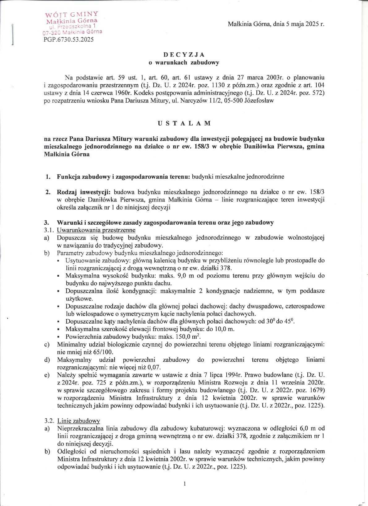 Działka 2.106m2, warunki zabudowy