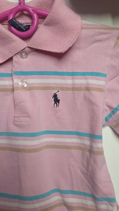 Ralph Lauren koszulka z długim rękawem polo różowa w paski