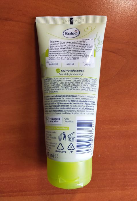 Krem do rąk Balea 100 ml, oliwkowy