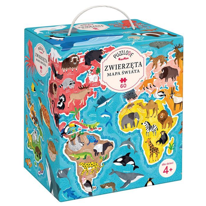 Puzzle 60 elementów Zwierzęta Mapa Świata 4+ Puzzlove CzuCzu