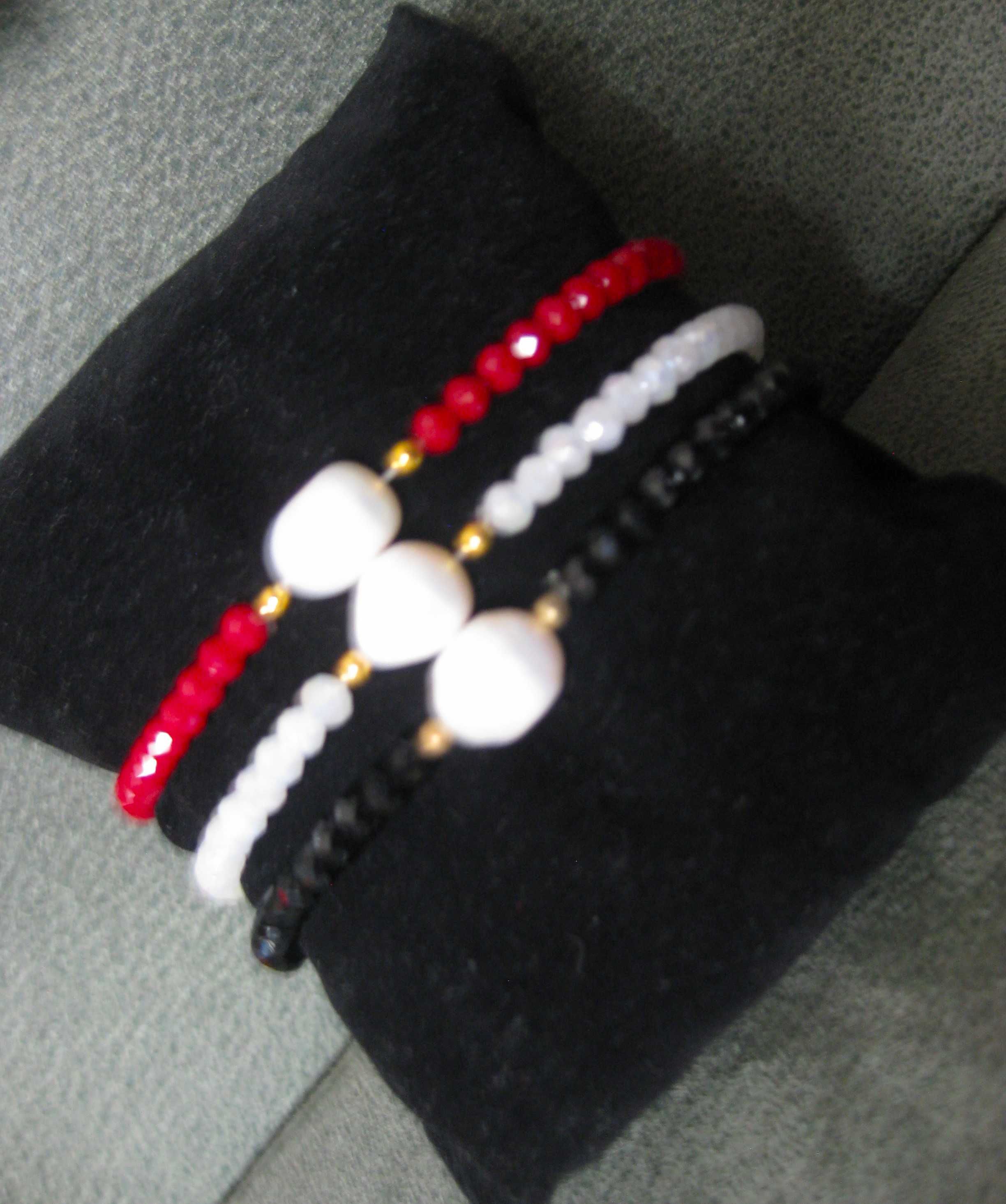 Pulseira Contas Vidro Facetadas e c/ Perola NOVAS - 2 diferentes SALDO